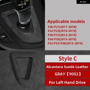 BMW カーラップ ABS ギアシフト ノブカバー アルカンターラ ステッカー F30 F34 F20 F21 F10 F07 F15 F16 F25 F26 インテリア - Style C Gray LHD