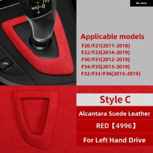 BMW カーラップ ABS ギアシフト ノブカバー アルカンターラ ステッカー F30 F34 F20 F21 F10 F07 F15 F16 F25 F26 インテリア - Style C Red LHD