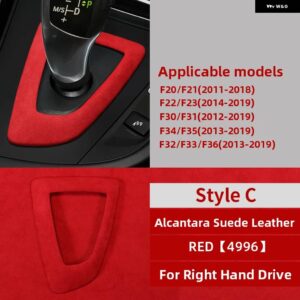 BMW カーラップ ABS ギアシフト ノブカバー アルカンターラ ステッカー F30 F34 F20 F21 F10 F07 F15 F16 F25 F26 インテリア - Style C Red RHD