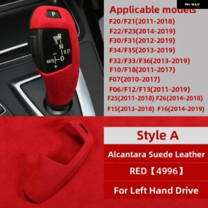 BMW カーラップ ABS ギアシフト ノブカバー アルカンターラ ステッカー F30 F34 F20 F21 F10 F07 F15 F16 F25 F26 インテリア - Style A Red LHD