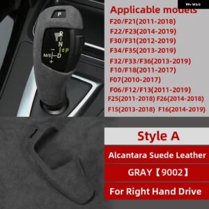 BMW カーラップ ABS ギアシフト ノブカバー アルカンターラ ステッカー F30 F34 F20 F21 F10 F07 F15 F16 F25 F26 インテリア - Style A Gray RHD