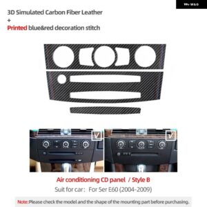 BMW センターコンソール CD パネル トリム E60シリーズ 5 2004-2009 アルカンターラ フレームパフォーマンス ステッカー インテリア - Carbon Fiber-B