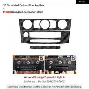 BMW センターコンソール CD パネル トリム E60シリーズ 5 2004-2009 アルカンターラ フレームパフォーマンス ステッカー インテリア - Carbon Fiber-A