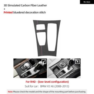 BMW ギアシフター パネル トリム 収納ボックス フレーム X5 E70 X6 E71 アルカンターラ パフォーマンス ステッカー カー インテリア - Carbon Fiber RHD B