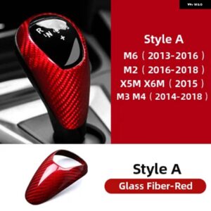 BMW ギアシフト ノブカバー カーボン ギアシフト シフター ステッカー M2 F87 M3 F80 M4 F82 M5 F83 F10 F85 X5M F86 X6M - style A Red