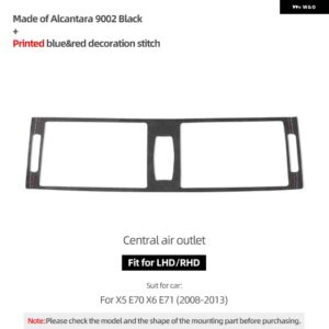 BMW X5 E70 X6 E71 2008-2013 アルカンターラ インテリア AC ボタン エアアウトレットナビゲーションフレームトリム ステッカー チューニング - 9002 BLACK6