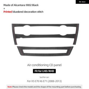 BMW X5 E70 X6 E71 2008-2013 アルカンターラ インテリア AC ボタン エアアウトレットナビゲーションフレームトリム ステッカー チューニング - 9002 BLACK3