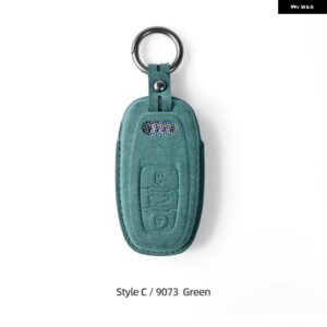 アウディ アルカンターラキーケースカバー シェル A1 A3 8P 8Y A4 A5 A6 C7 A7 S3 S7 S8 R8 Q2 Q3 Q5 Q7 Q8 SQ5 TT RS3 RS6 - Style C Green