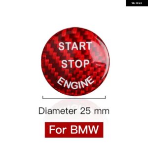 BMW カーボン ステッカー エンジン スタートストップボタン 装飾 カバー E90 E46 E39 E36 E60 F30 F10 E87 E53 E70 G30 X5 5シリーズ - Engine sticker red