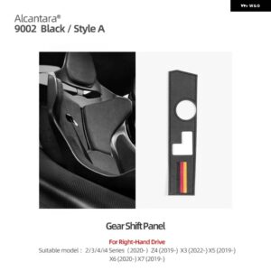 BMW センターコンソール ギアシフト パネル ステッカー G20 G23 G28 3 4シリーズ X3 X5 アルカンターラ M色 インテリア カー - Black RHD A