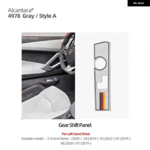 BMW センターコンソール ギアシフト パネル ステッカー G20 G23 G28 3 4シリーズ X3 X5 アルカンターラ M色 インテリア カー - Gray LHD A