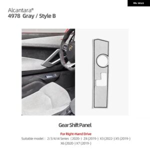 BMW センターコンソール ギアシフト パネル ステッカー G20 G23 G28 3 4シリーズ X3 X5 アルカンターラ M色 インテリア カー - Gray RHD B