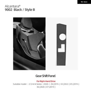 BMW センターコンソール ギアシフト パネル ステッカー G20 G23 G28 3 4シリーズ X3 X5 アルカンターラ M色 インテリア カー - Black RHD B