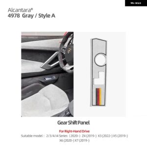 BMW センターコンソール ギアシフト パネル ステッカー G20 G23 G28 3 4シリーズ X3 X5 アルカンターラ M色 インテリア カー - Gray RHD A