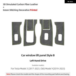 テスラ カーボンモデル 3 ハイランド 2023 2024- インテリア ウィンドウ コントロール ステッカー ドア スイッチ 自動チューニング - PVC Style B LHD