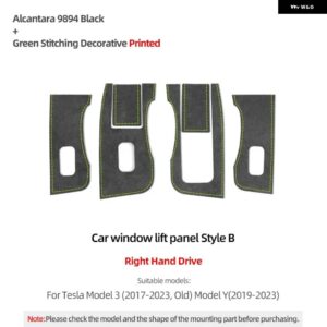 テスラ カーボンモデル 3 ハイランド 2023 2024- インテリア ウィンドウ コントロール ステッカー ドア スイッチ 自動チューニング - Suede Style B RHD