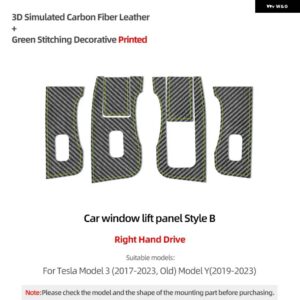 テスラ カーボンモデル 3 ハイランド 2023 2024- インテリア ウィンドウ コントロール ステッカー ドア スイッチ 自動チューニング - PVC Style B RHD