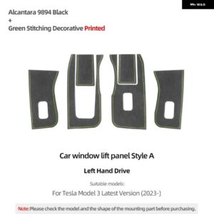 テスラ カーボンモデル 3 ハイランド 2023 2024- インテリア ウィンドウ コントロール ステッカー ドア スイッチ 自動チューニング - Suede Style A LHD