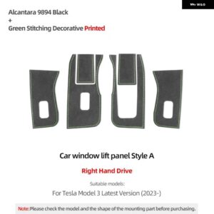 テスラ カーボンモデル 3 ハイランド 2023 2024- インテリア ウィンドウ コントロール ステッカー ドア スイッチ 自動チューニング - Suede Style A RHD