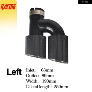アウディ クラボン繊維 エキゾースト デュアルヒント H タイプ A4L A5 A6L S 4 アウトテールスロートブラックノズル - Left in 63mm