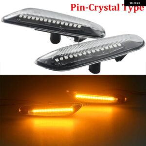 BMW 2X ダイナミック LED フェンダー ライトサイド マーカー E60 E61 E90 E91 E87 E81 E83 E84 E88 E92 E93 E82 E46 1 3 5シリーズ X1 X3 2004 2010 - Dynamic Crystal A