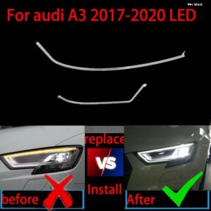 アウディ A3 S3 2016-2018 ヘッドライト DRL ヘッドランプ ガイドプレート デイタイム ランニングライト チューブ PHOTOSPHERE LED ストリップ 白色光 - 1 pair headlamp