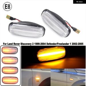 ランドローバー 1ペア スモーク ダイナミック 流れる水 LED サイドマーカー ライト ディスカバリー 2 1999-2004 ディフェンダー フリーランダー 1 2002-2005 - Crystal Lens