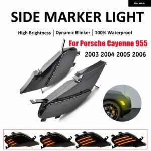 ポルシェ 2個 LED ウィンカーインジケータライトリピーターアンバー ダイナミック ウインカー カイエン 955 2003 - 2006 - Dynamic Smoke