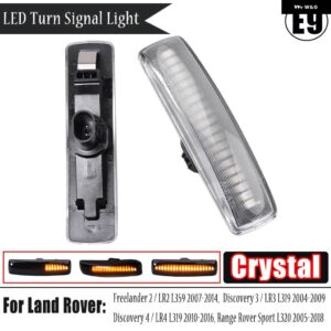 ランドローバー 2個 LED ウィンカー ダイナミック サイドマーカー ランプリピーターインジケータライト フリーランダー 2 ディスカバリー 3 4 - Dynamic Crystal