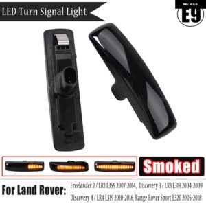 ランドローバー 2個 LED ウィンカー ダイナミック サイドマーカー ランプリピーターインジケータライト フリーランダー 2 ディスカバリー 3 4 - Dynamic Smoked
