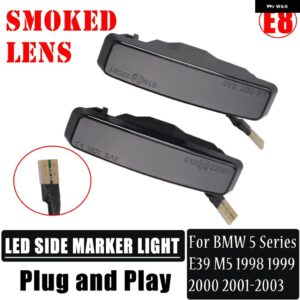 BMW 2個 ダイナミック LED サイドマーカー シーケンシャル インジケーターウインカー 5シリーズ E39 1995-2003 M5 流れる ウィンカーライト - Dynamic Smoked