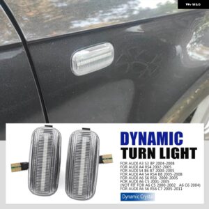 アウディ 2個 LED ダイナミック サイドマーカー ウィンカーライト シーケンシャル ウインカーランプ A3 8P A4 B6 B7 A8 A6 S6 C5 C6 4F フェイスリフト前 - dynamic　crystal