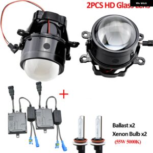 ランドローバー 2 X 車 フォグライト アセンブリ LED DRL デイタイム ランニングライト 12V レンジローバー ディスカバリー 4 フリーランダー 2 LR2 - HD Glass-HID-55W