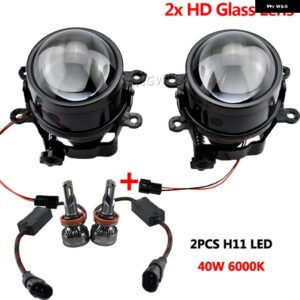 ランドローバー 2 X 車 フォグライト アセンブリ LED DRL デイタイム ランニングライト 12V レンジローバー ディスカバリー 4 フリーランダー 2 LR2 - HD Glass-LED-40W