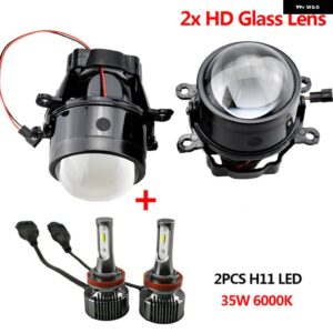ランドローバー 2 X 車 フォグライト アセンブリ LED DRL デイタイム ランニングライト 12V レンジローバー ディスカバリー 4 フリーランダー 2 LR2 - HD Glass-LED-35W