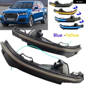 アウディ 2個 ダイナミック ウインカー LED ウインカー Q5 年度 2018 2019 2020 Q7 4M 2016 - 2020 サイドミラー ライト LNDICATOR フラッシャー - blue-yellow