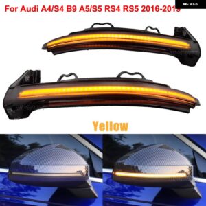 アウディ 2個 LED ウィンカーサイドミラー ライト A4 A5 B9 S4 S5 RS5 ダイナミック ウインカー シーケンシャル リピーターインジケーター 2017 2018 2019 - yellow