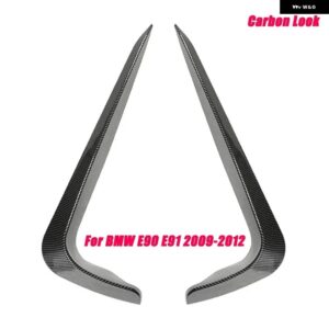 BMW E90 E91 フロントバンパー スポイラー ディフューザースプリッター 3シリーズ M スポーツ PRE-LCI 2005-2008 2009-2012 エアベント トリム - Carbon Look 09-12 A