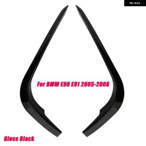 BMW E90 E91 フロントバンパー スポイラー ディフューザースプリッター 3シリーズ M スポーツ PRE-LCI 2005-2008 2009-2012 エアベント トリム - Gloss Black 05-08 A