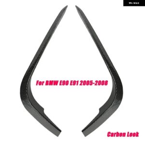 BMW E90 E91 フロントバンパー スポイラー ディフューザースプリッター 3シリーズ M スポーツ PRE-LCI 2005-2008 2009-2012 エアベント トリム - Carbon Look 05-08 A