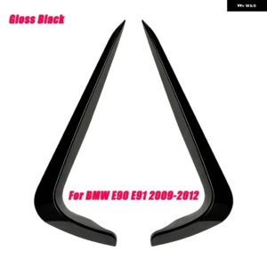 BMW E90 E91 フロントバンパー スポイラー ディフューザースプリッター 3シリーズ M スポーツ PRE-LCI 2005-2008 2009-2012 エアベント トリム - Gloss Black 09-12 A