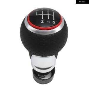 アウディ 完璧な交換革ギア シフトノブ レバーと赤リング 5/6スピード A4 B6 B7 B8 A6 S4 8K A5 8T Q5 8R S ライン - Red 6 Speed