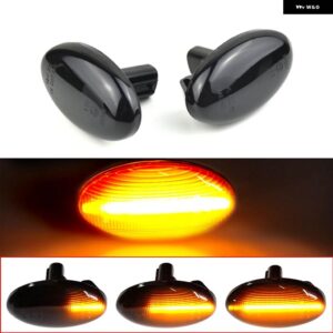 スバル 2個 ダイナミックアンバー LED サイドマーカー ウィンカーシーケンシャルウインカーライト リバティフォレスターインプレッサ WRX - Dynamic Smoked