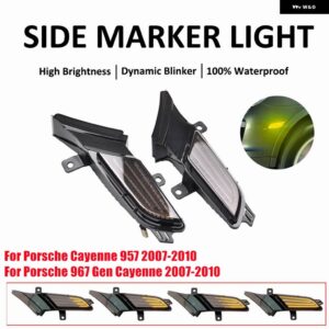 ポルシェ 2個 ダイナミックアンバー LED サイドマーカー ライト カイエン 957 967世代 2007-2010 ウィンカーランプ車ウインカー - Dynamic Smoke