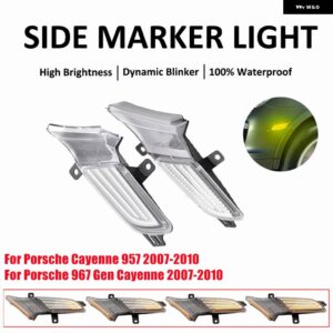 ポルシェ 2個 ダイナミックアンバー LED サイドマーカー ライト カイエン 957 967世代 2007-2010 ウィンカーランプ車ウインカー - Dynamic Crystal