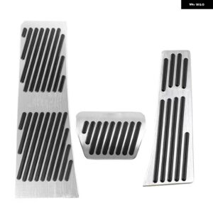 BMW IX5 IX 2021-24 燃料アクセルブレーキペダルカバー 滑り止めパッドアルミアクセサリー - Rest AT Silver 3pcs