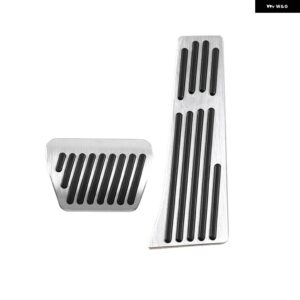 BMW IX5 IX 2021-24 燃料アクセルブレーキペダルカバー 滑り止めパッドアルミアクセサリー - AT Silver 2pcs