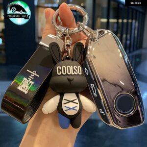 BMW 新キーケースカバー X7 G07 2023 と 7シリーズ IX XM I7 X7 エネルギーオートシェル FOB ホルダーバッグキーホルダーアクセサリー - black