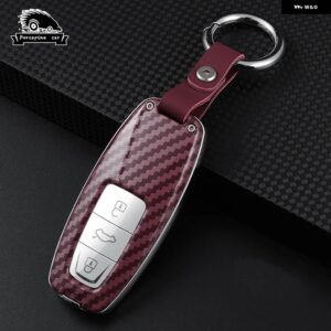アウディ ABS キーケース A3 A6 C8 A7 S7 A8 D5 4N S8 Q7 Q8 SQ8 E-TRON 2018-21 自動車 アクセサリーリングカバー - red