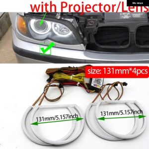 BMW 320I 323I 325I カラフルな RGBW コットン LED エンジェルアイ E46 1998-2002 回転ダイナミックライトシーケンシャル流れる - facelift Xenon